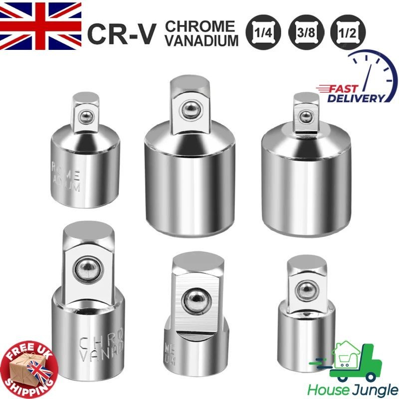 6Pcs Impact Adapter Reducer Socket Converter Set 3/4 1/4 3/8 1/2″ Female to Male