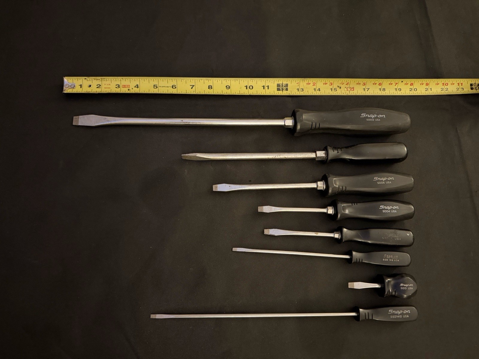 Snap On 8 Piece Black Flat Head Screwdriver Lot – SSD – SDD