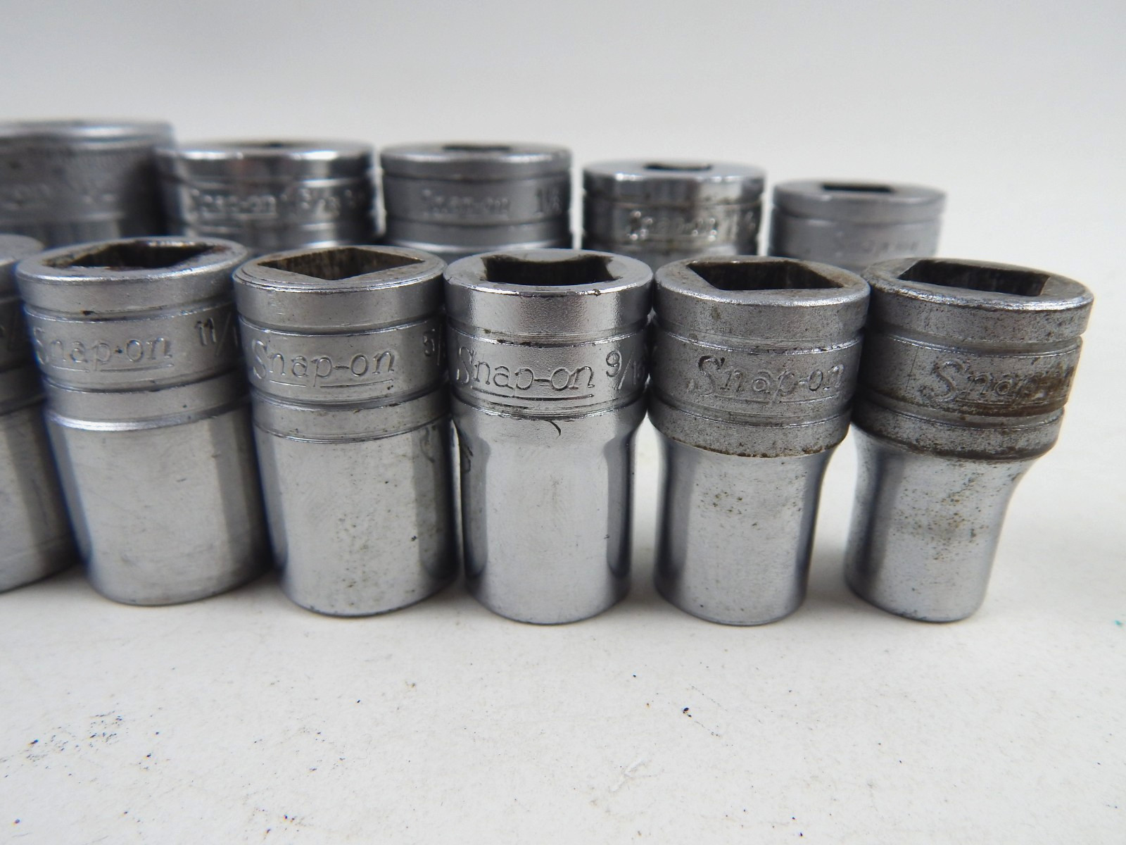 Snap-On SW 12 Point SAE 1/2″ Drive Shallow Socket Set 7/16 to 1-7/16″ USA 21pc