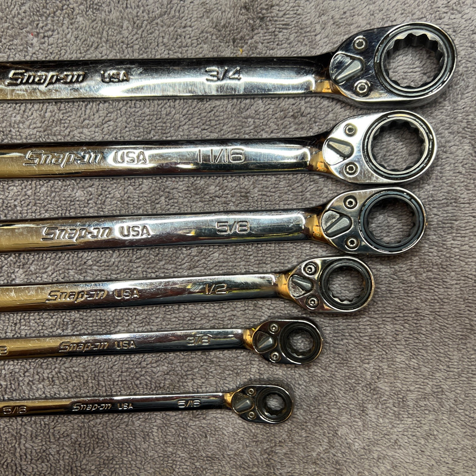 Snap On SAE Flank Drive Plus Reversible Ratcheting Combo Wrench Set (5/16-3/4″)