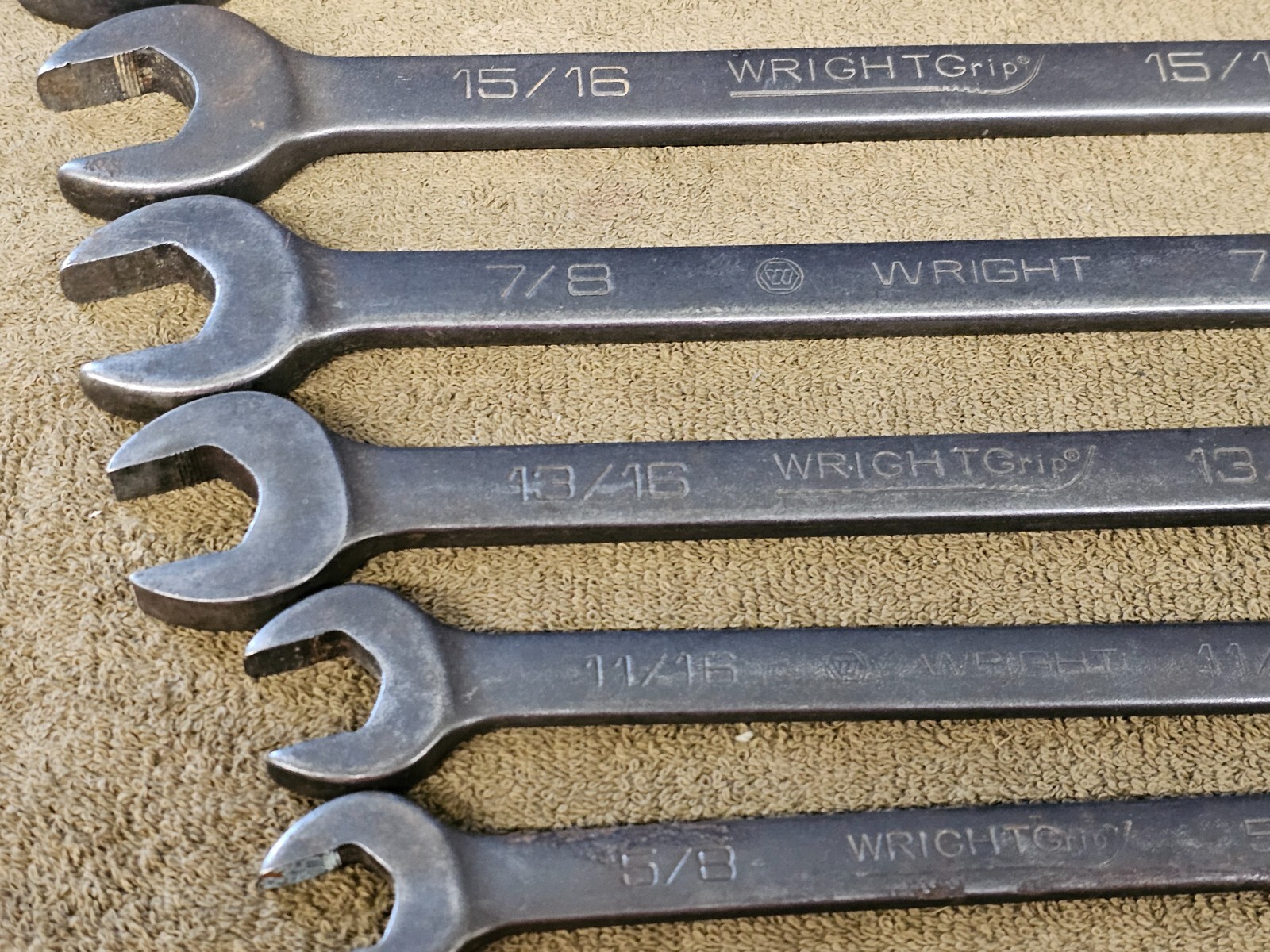 Wright Grip Combination Wrench Set Sae 1″ 7/8 5/8 9/16 1/2 3/8″ 31132 Black Tool