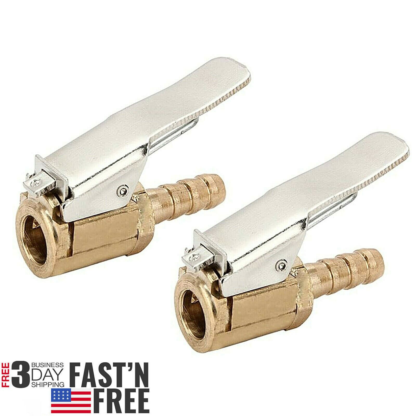 2Pcs Tyre Valve Air Chuck Inflator Pump Connector Adapter Brass Clip on Car 8mm
