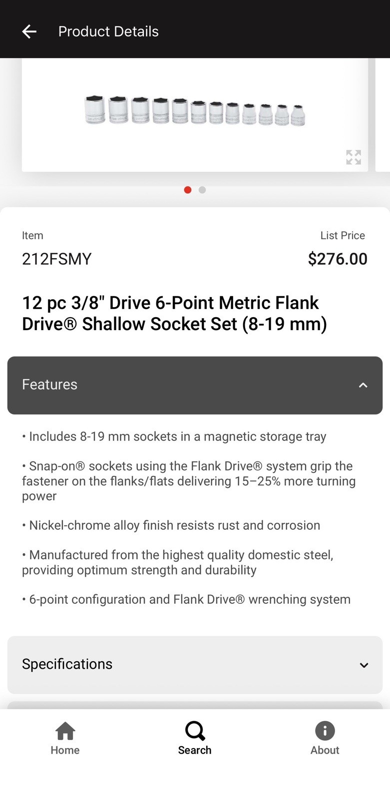 NEW 12 pc 3/8″ Drive 6-Point Metric Flank Drive® Shallow Socket Set (8-19 mm)