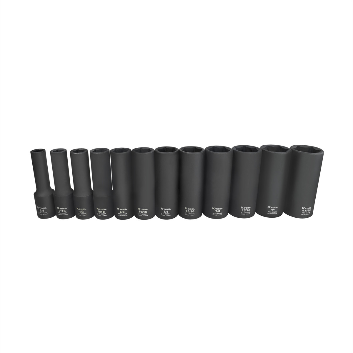 K-Tool 33202 1/2″ Drive SAE Deep Impact Socket Set 19pc, Heat Treated Steel