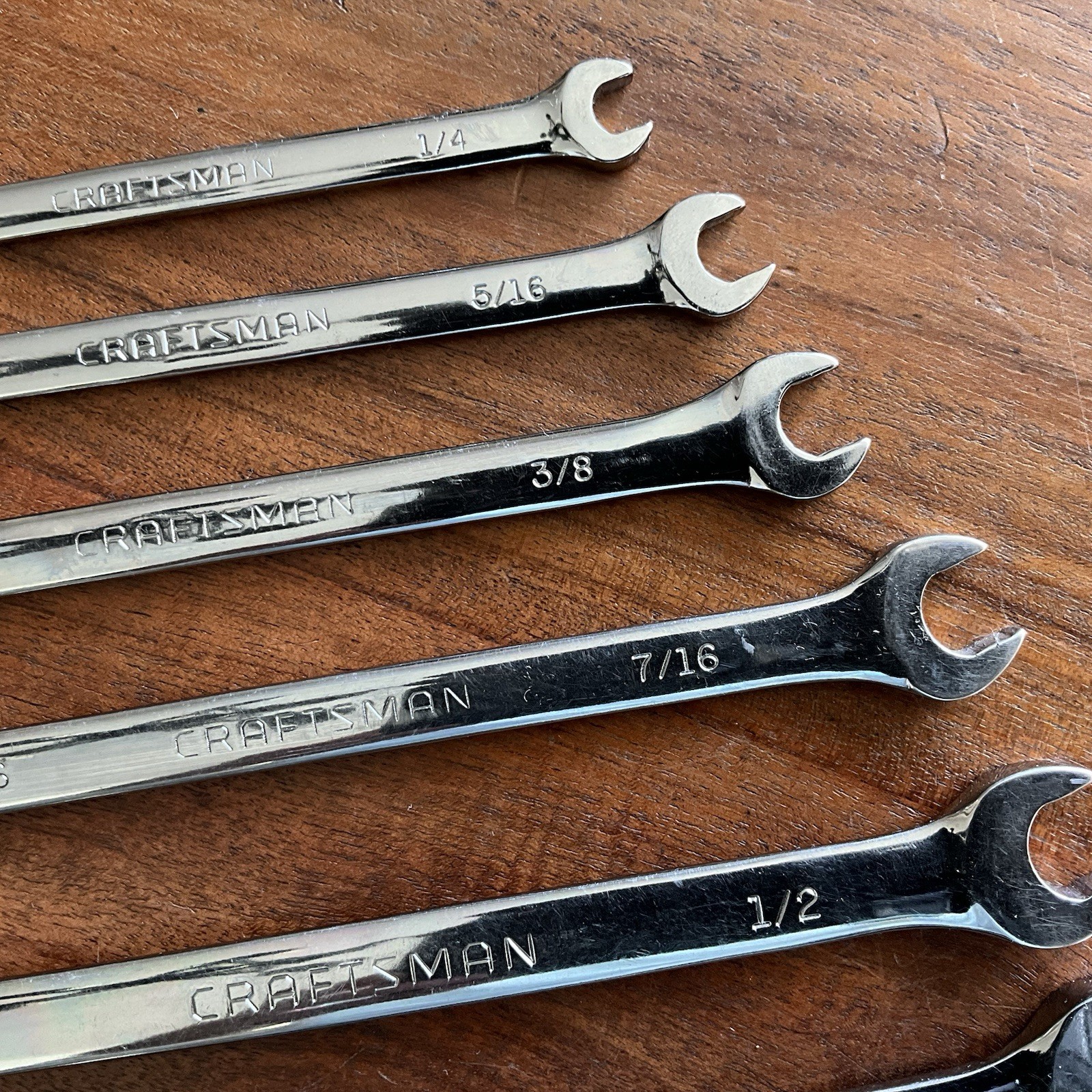 Craftsman 9 pc Combination Wrench Set D-AD 1/4″ to 3/4″ Polished Chrome 12 pt