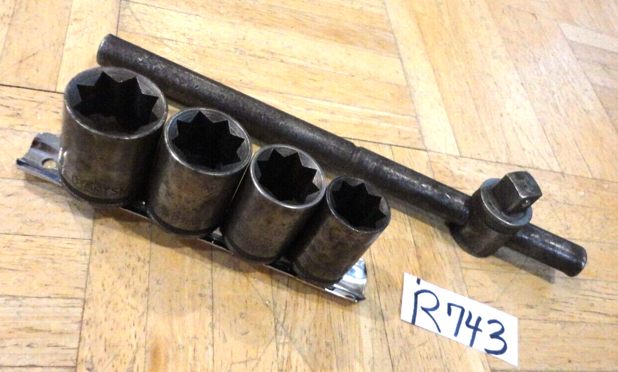 CRAFTSMAN TOOLS VINTAGE 1/2 DRIVE 8 POINT SOCKETS + BREAKER BAR RARE CIRCLE H