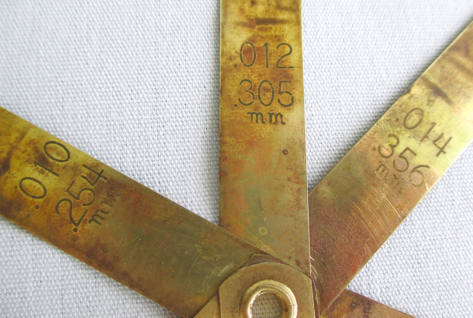 Vintage Brass Feeler Gauge 0.006, 0.008, 0.010, 0.012, 0.014 and 0.016 inches