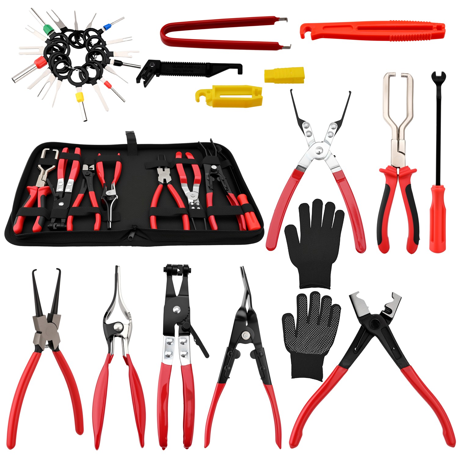 15 IN 1 Fuel Line Disconnect Plier Hose Clamp Pliers and RELAY & FUSE PULLER SET