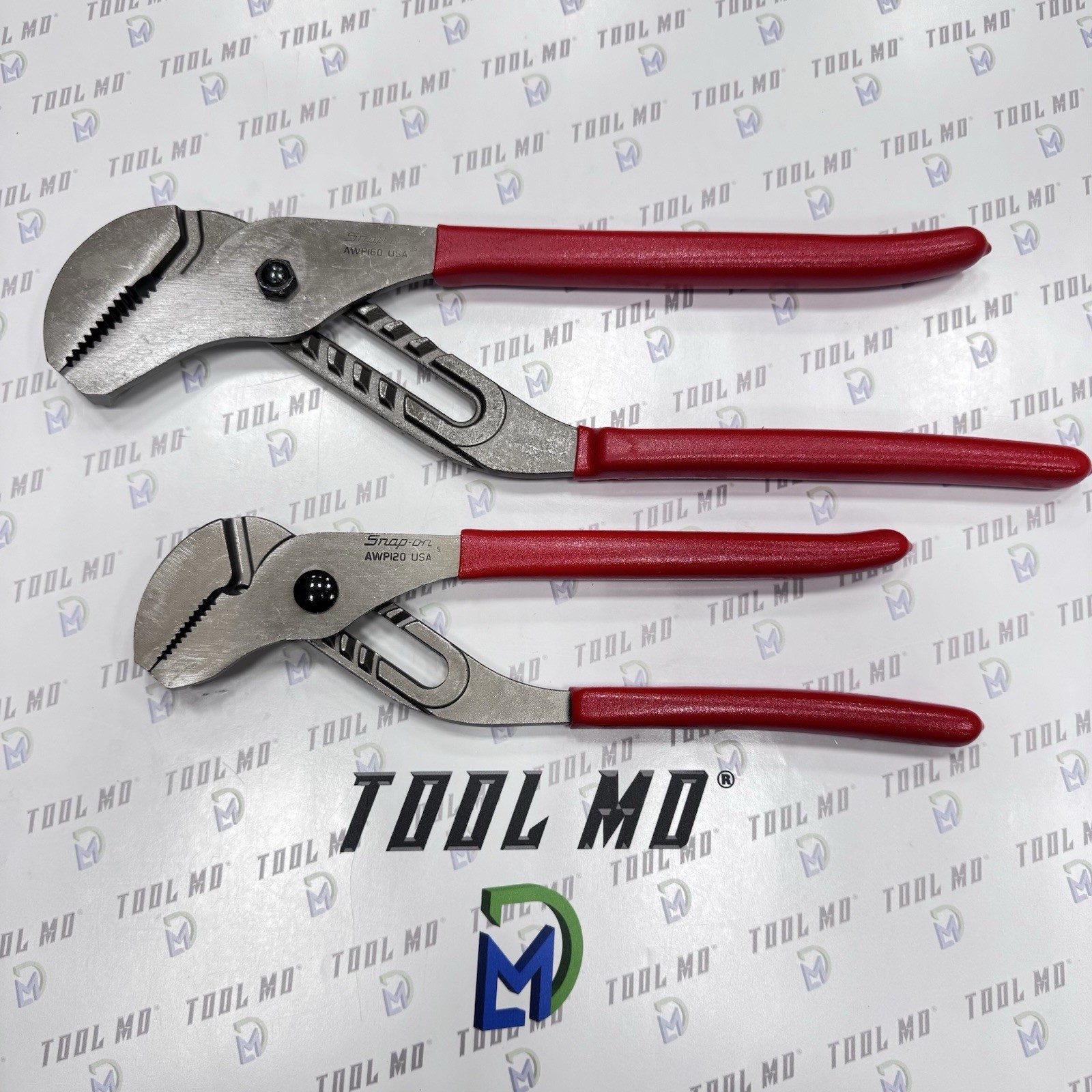 Snap-on Tools USA NEW 2pc RED Adjustable Joint Channel Pliers Set AWP120 AWP160