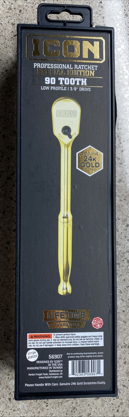 NEW ICON Special Edition 3/8″ Drive 24K Gold Plated Ratchet 90 Tooth 56907