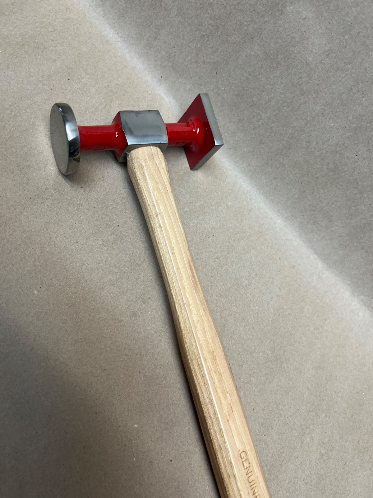 T& E Tools AUTOBODY BUMPING SQUARE shrinking hammer, ROUND FACE HICKORY HANDLE