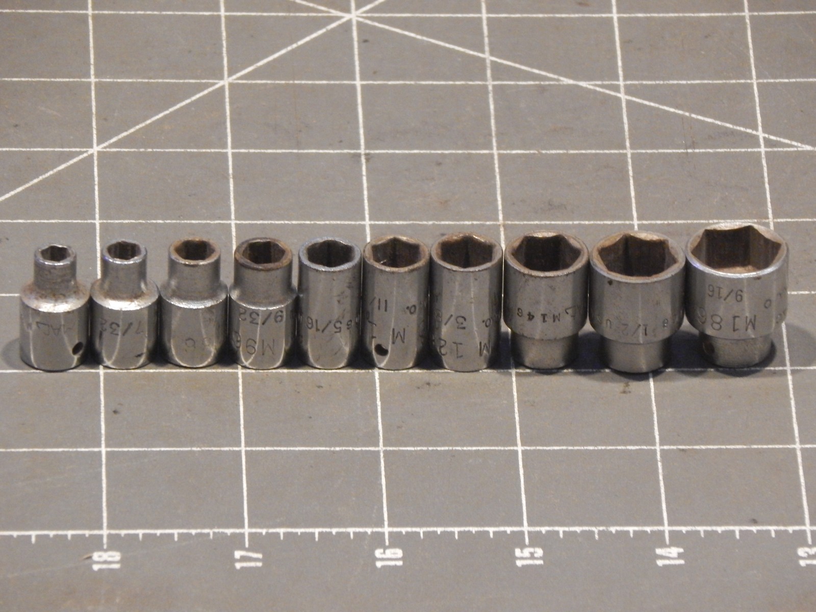 Vintage Mac 10Pc 1/4″ Drive SAE Shallow Socket Set 3/16″ 9/16″ 6Pt Dr M M66