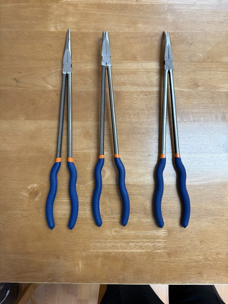 WISEPRO Bent, Angle, Needle ( Straight ) Nose Pliers Long Reach 3pc 16″ Plier