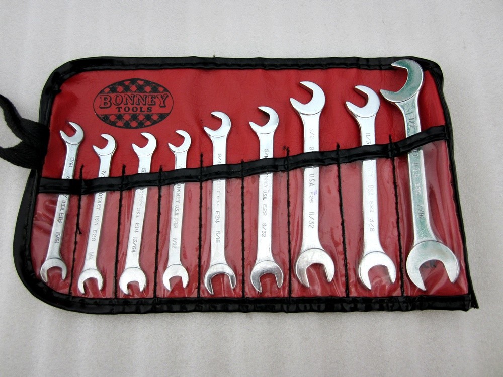 Vintage Bonney Tools 9pc Electrical Open Wrench Set No. 16 Made in USA