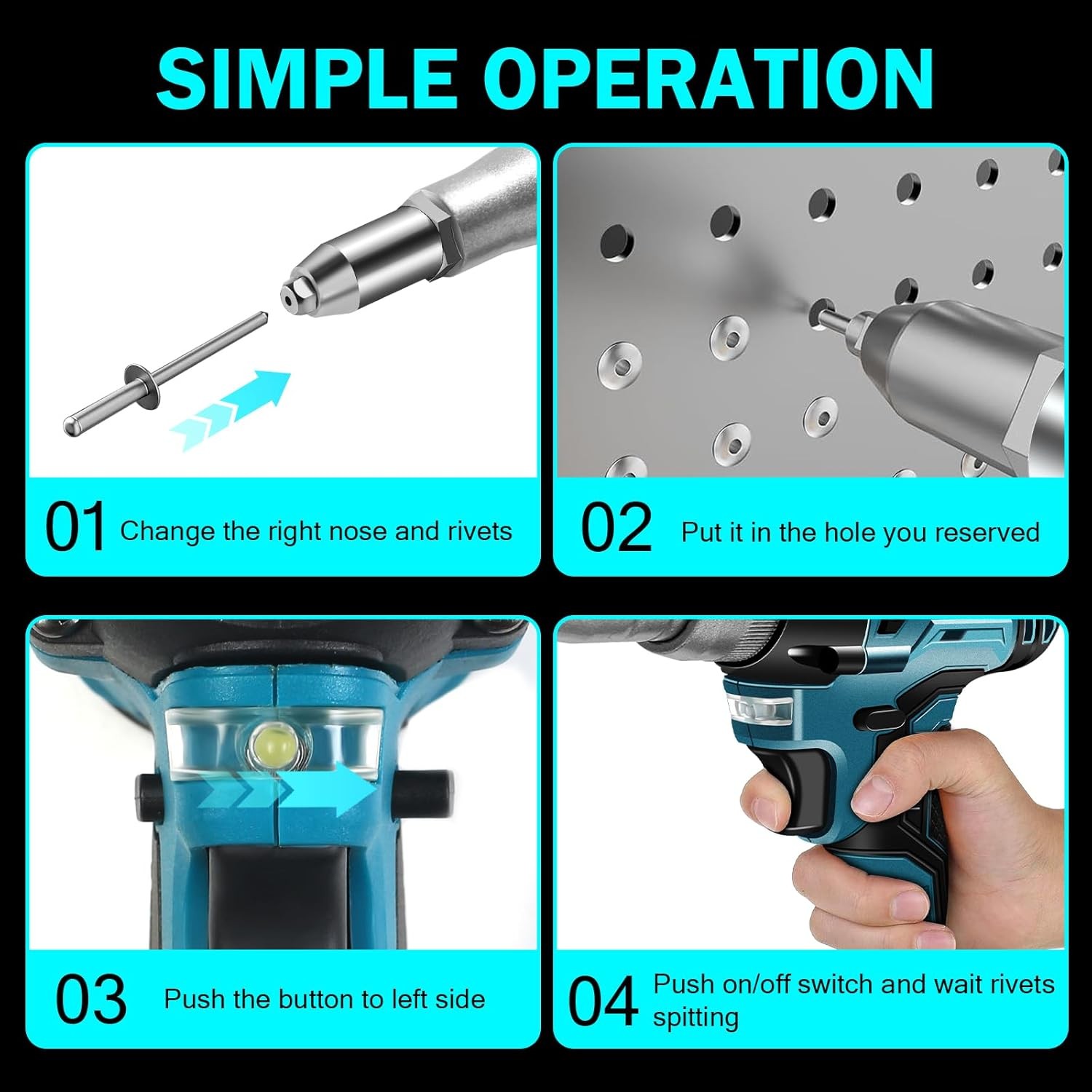 Cordless Rivet Gun Tool Compatible with Makita 18V Battery(No Battery),…