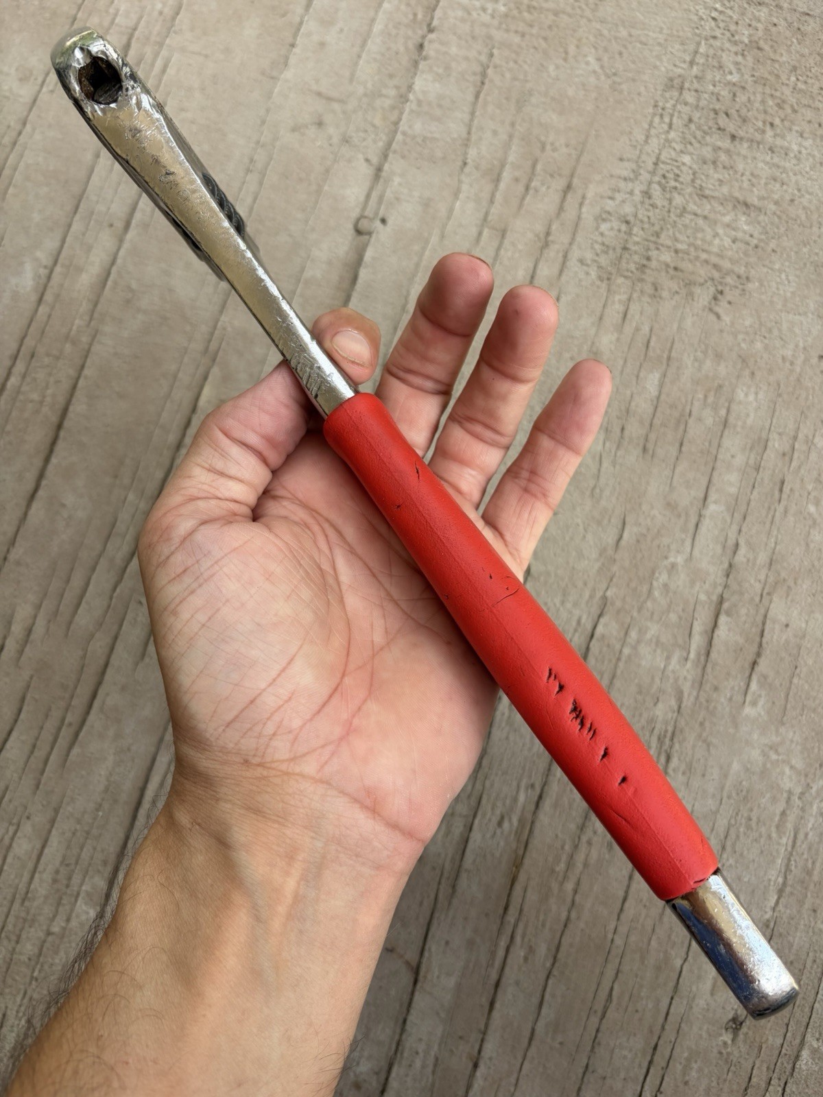 SNAP-ON 12″ INCH FLANK DRIVE PLUS ADJUSTABLE WRENCH FADH12A RED, GOOD COND SPAIN