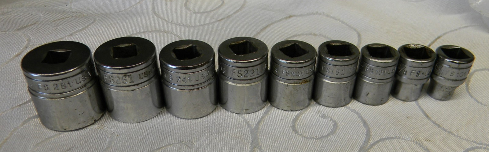 SNAP-ON 3/8″ DR 9PC SAE 6PT SHALLOW SOCKET SET #211FSY 5/16″-7/8″ MINUS 1/4,7/16