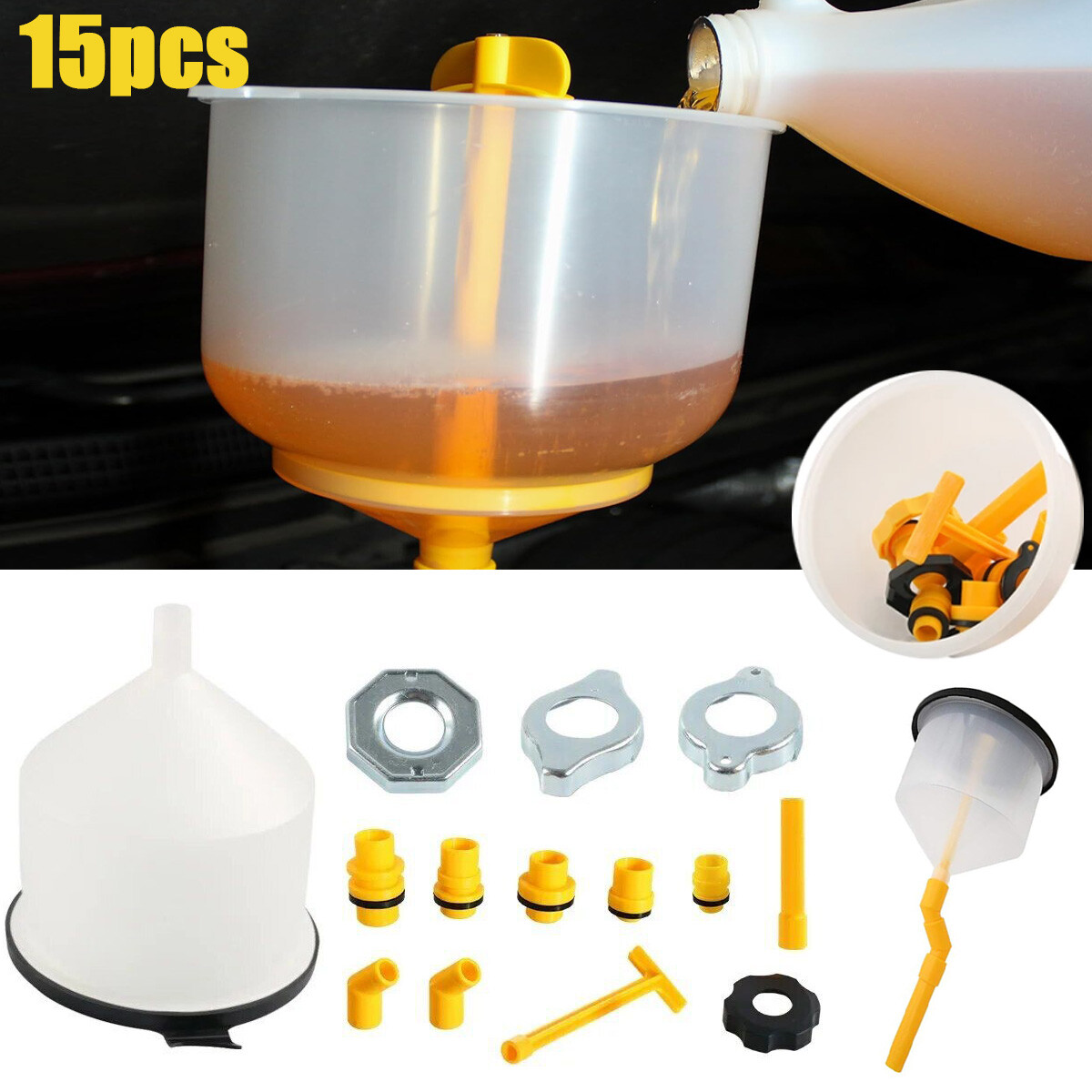 No-Spill Coolant Funnel Kit Spill Proof Funnel Bleeder with Adapters Universal