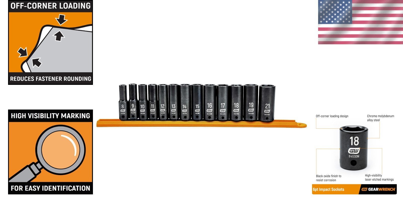Chrome Molybdenum 13 Pc. 3/8″ Drive Impact Socket Set – Long-Lasting Performance