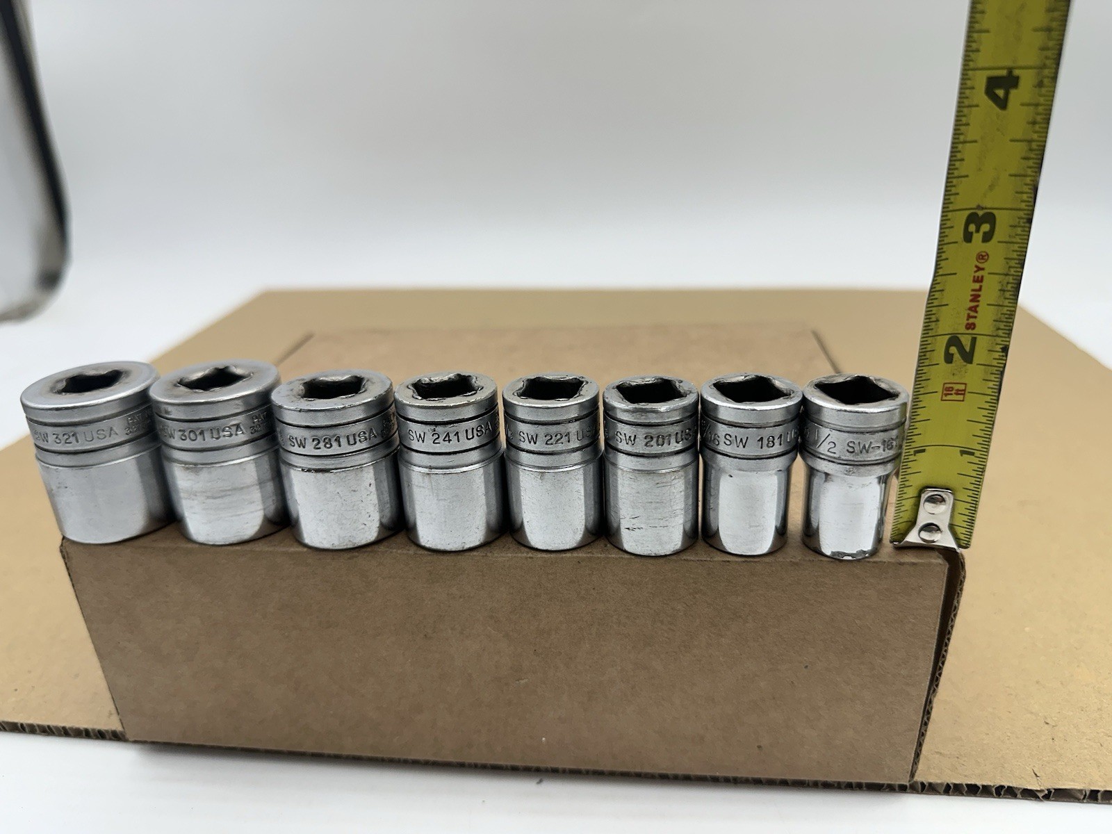 Snap-On Socket Set 1/2″ Drive 1/2″ to 1″ 8 Pcs SW161 – SW321 Vintage Made USA