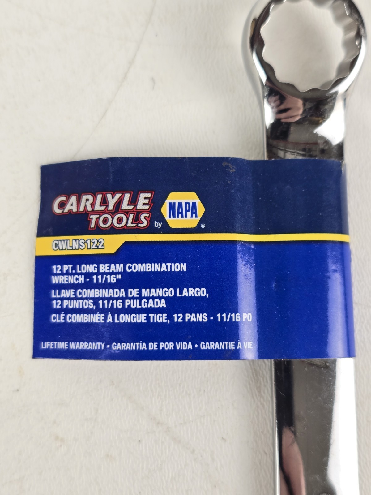 NAPA Carlyle SAE Combination Wrench 12 Pt 11/16″ CWLNS122 Polish Chrome Non Slip