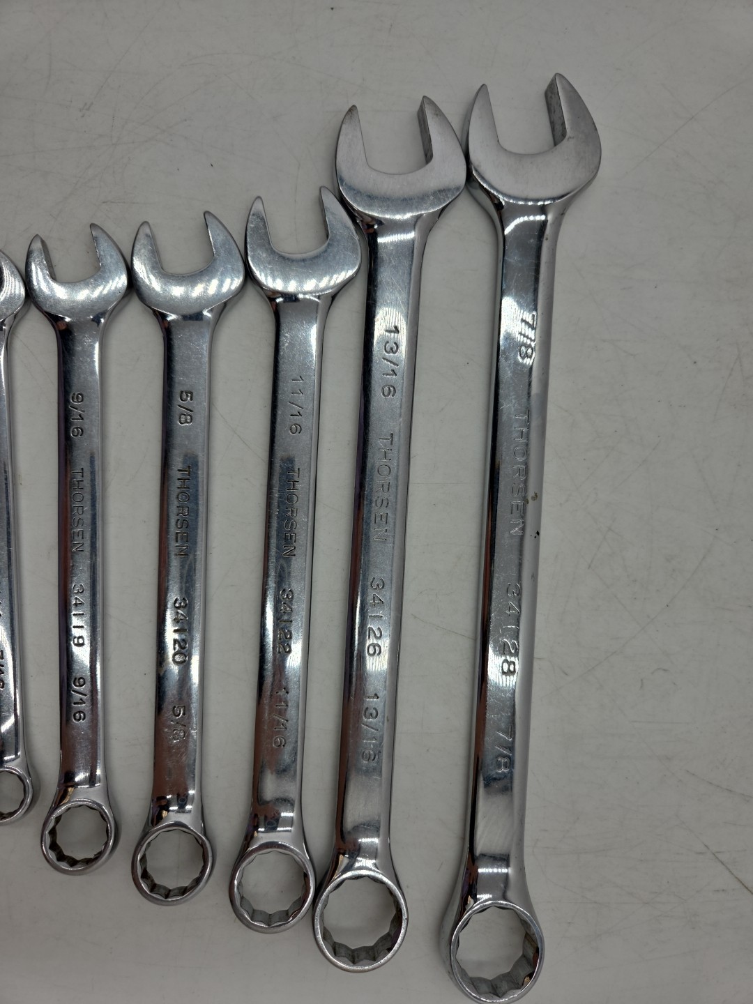 8 Pc. Thorsen Combo Wrench Set SAE 1/4, 5/16, 7/16, 9/16, 5/8, 11/16, 13/16, 7/8