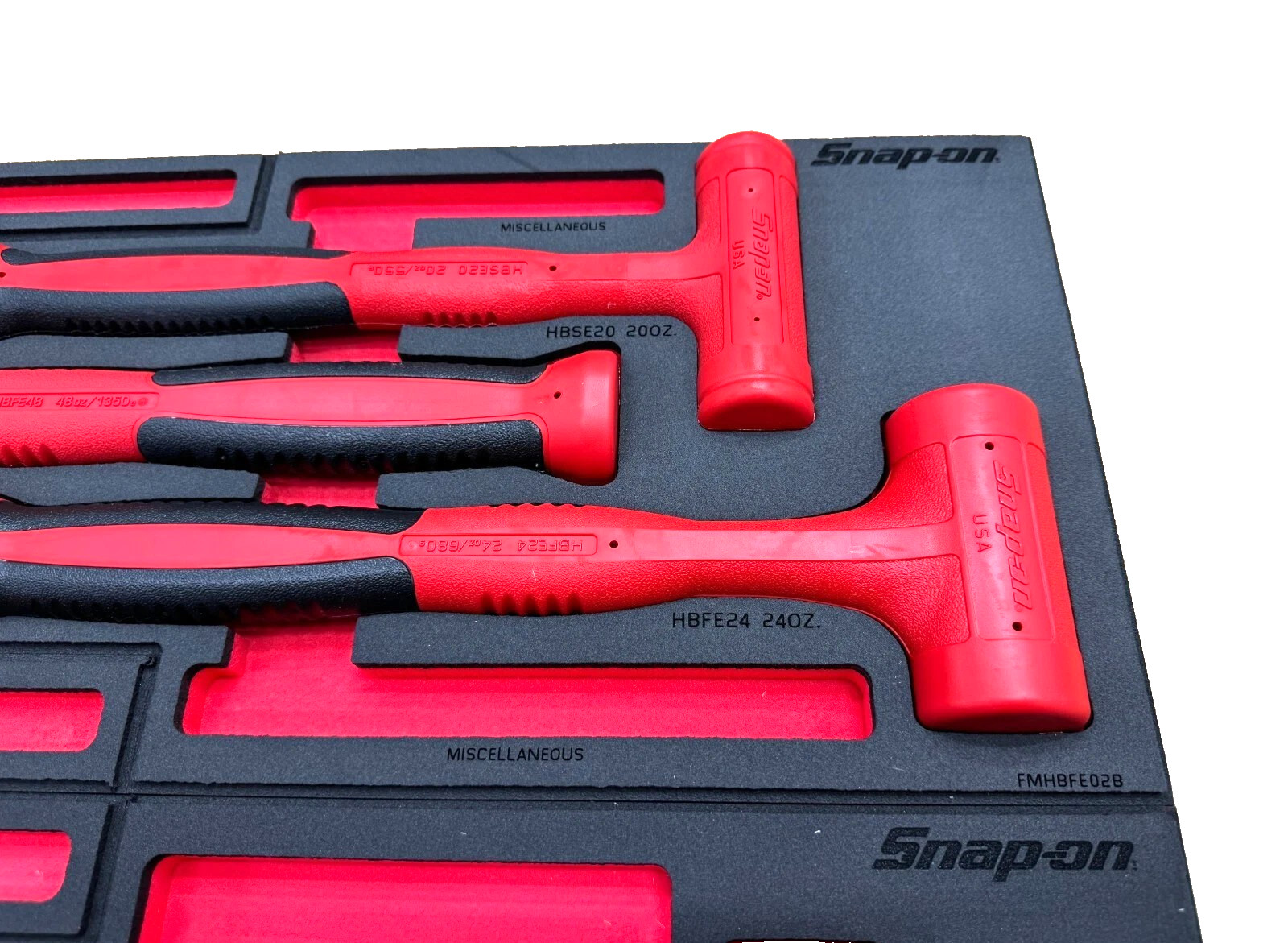 New Snap-on™ HBFE6FR 16 20 24 32 48 56 oz 6-pc Red Dead Blow Hammer Foam Set