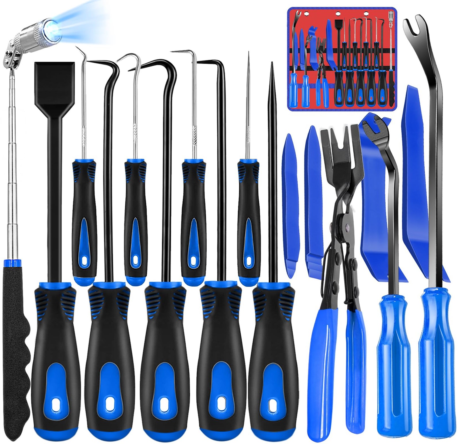 Keze 17 Pcs Hook and Pick Set Auto Trim Removal Blue-17
