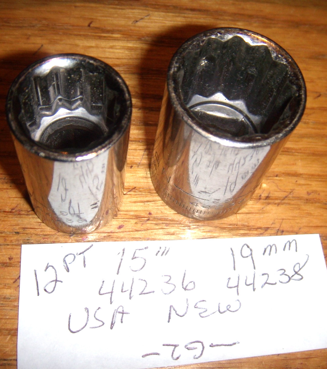 2 CRAFTSMAN DEEP 19MM & 15MM 3/8″DR. 6PT. INVERTED -G2- #44236-38 KNURL NEW