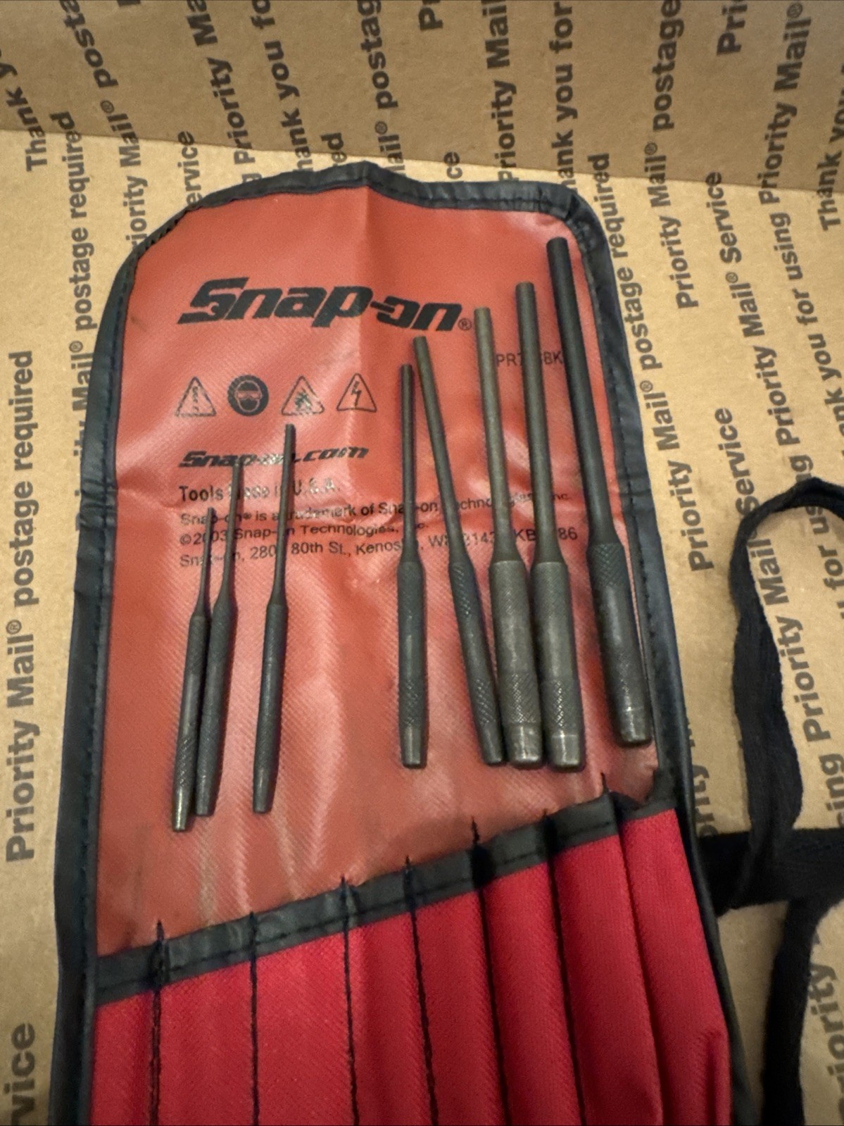 Snap On 8 Piece Roll Pin Punch Set PPR708BK