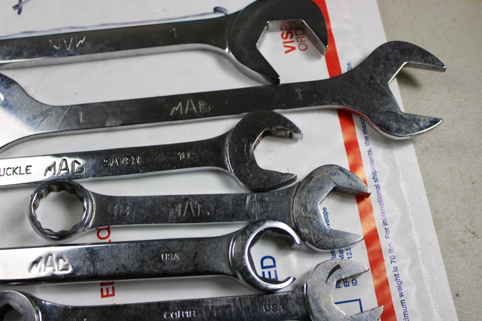 MAC Metric and sae short open end box end 12 pt Line/Flare Nut Wrenches Lot Of 7