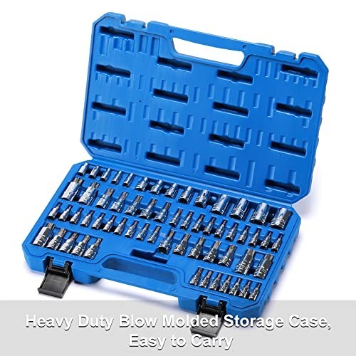 60-Piece Torx Bit Socket & External Socket Set, S2 & Cr-V Steel, E4-E24, T6-T70