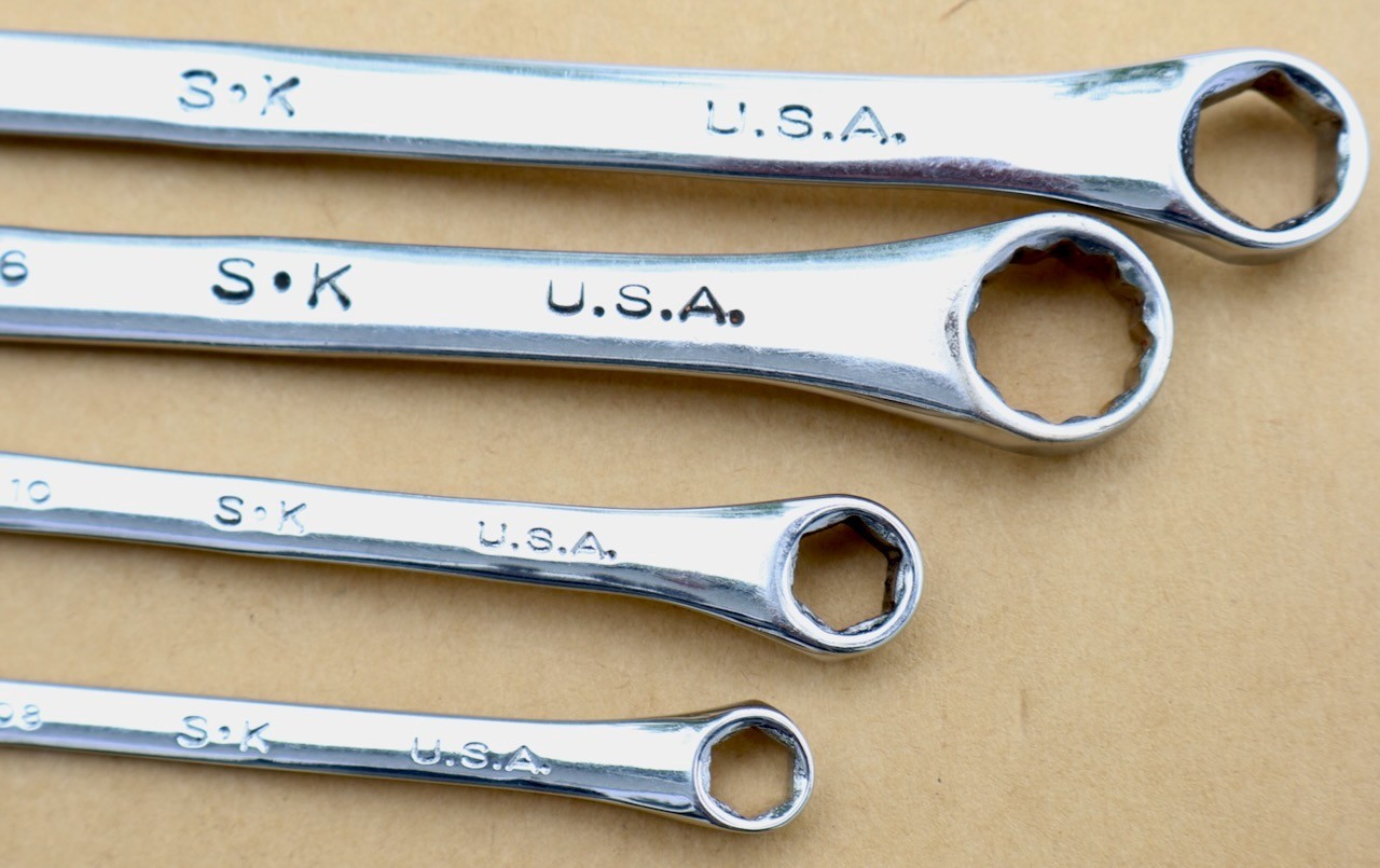 (4) S-K Tools (USA) Combination Wrenches / 7/16 – 1/2 – 5/16 – 1/4 – SAE / MTT