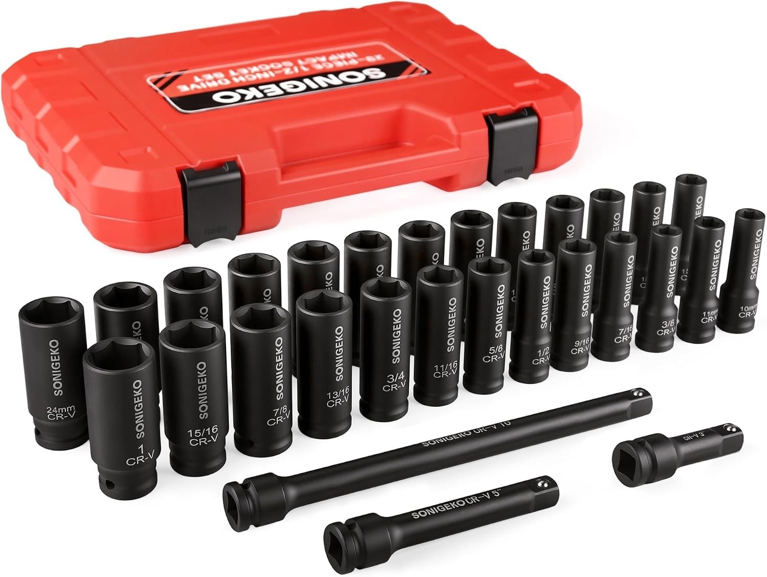 Professional 1/2″ Drive Impact Socket Set – 6-Point Design for Precision Fit