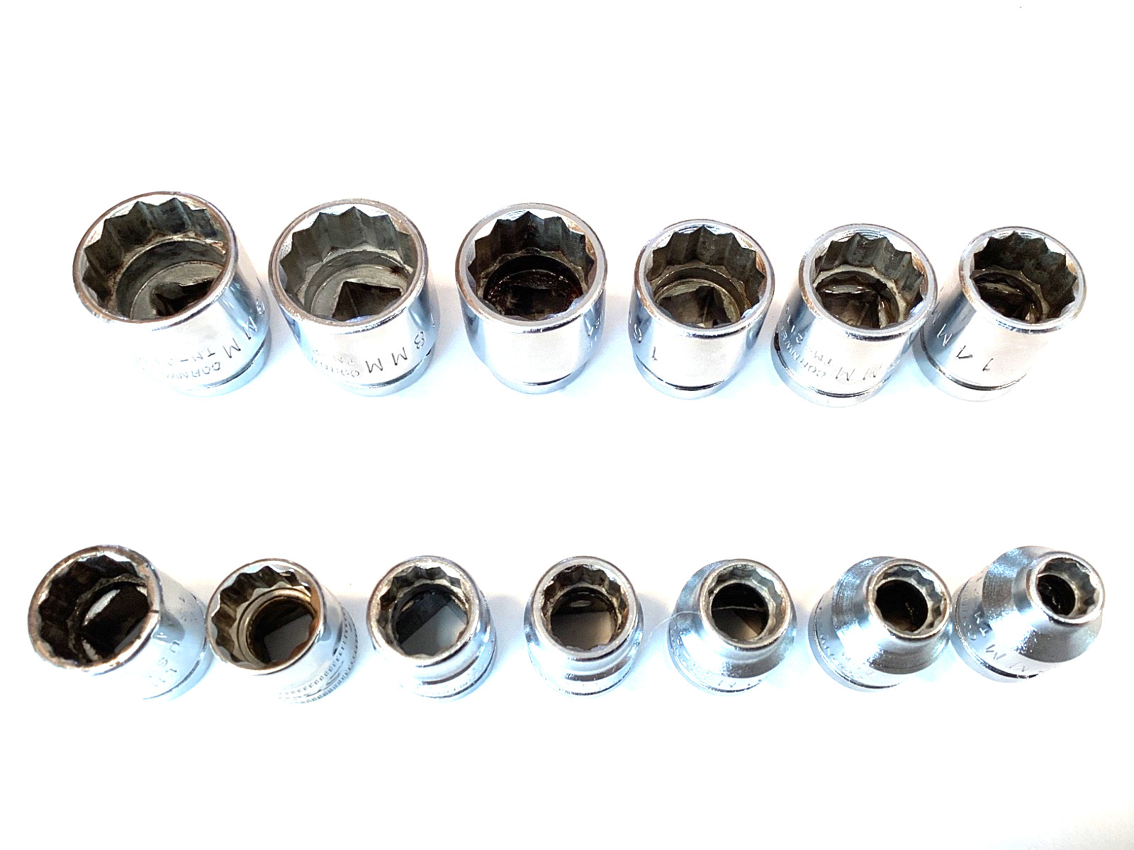 Snap On And Cornwell 13 Piece 3/8” Drive 12 POINT Metric Shallow Socket Set USA