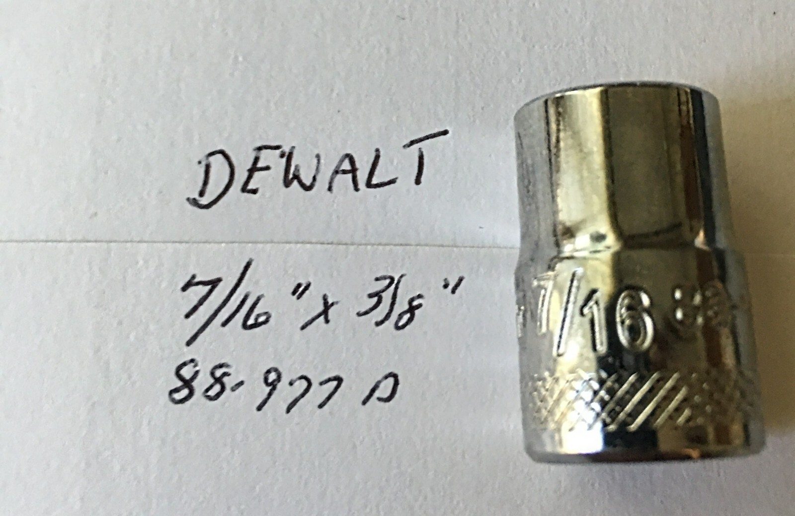 DeWalt 7/16″ x 3/8″ Dr Shallow Chrome Socket 6 Pt 88-977D Free Shipping