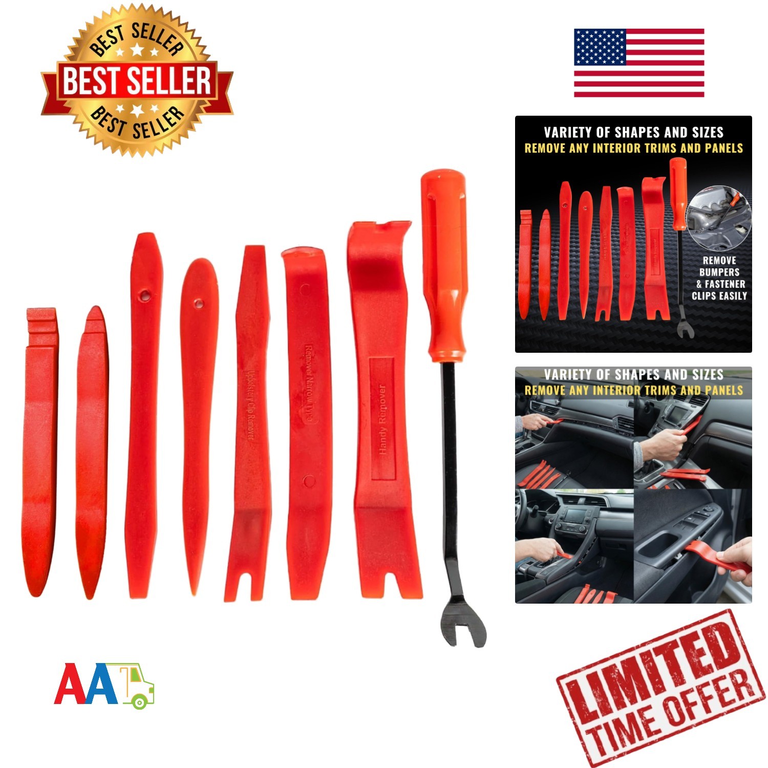 Auto Trim Removal Kit 8Pcs Plastic Pry Tools for Car Interior Panels Dash