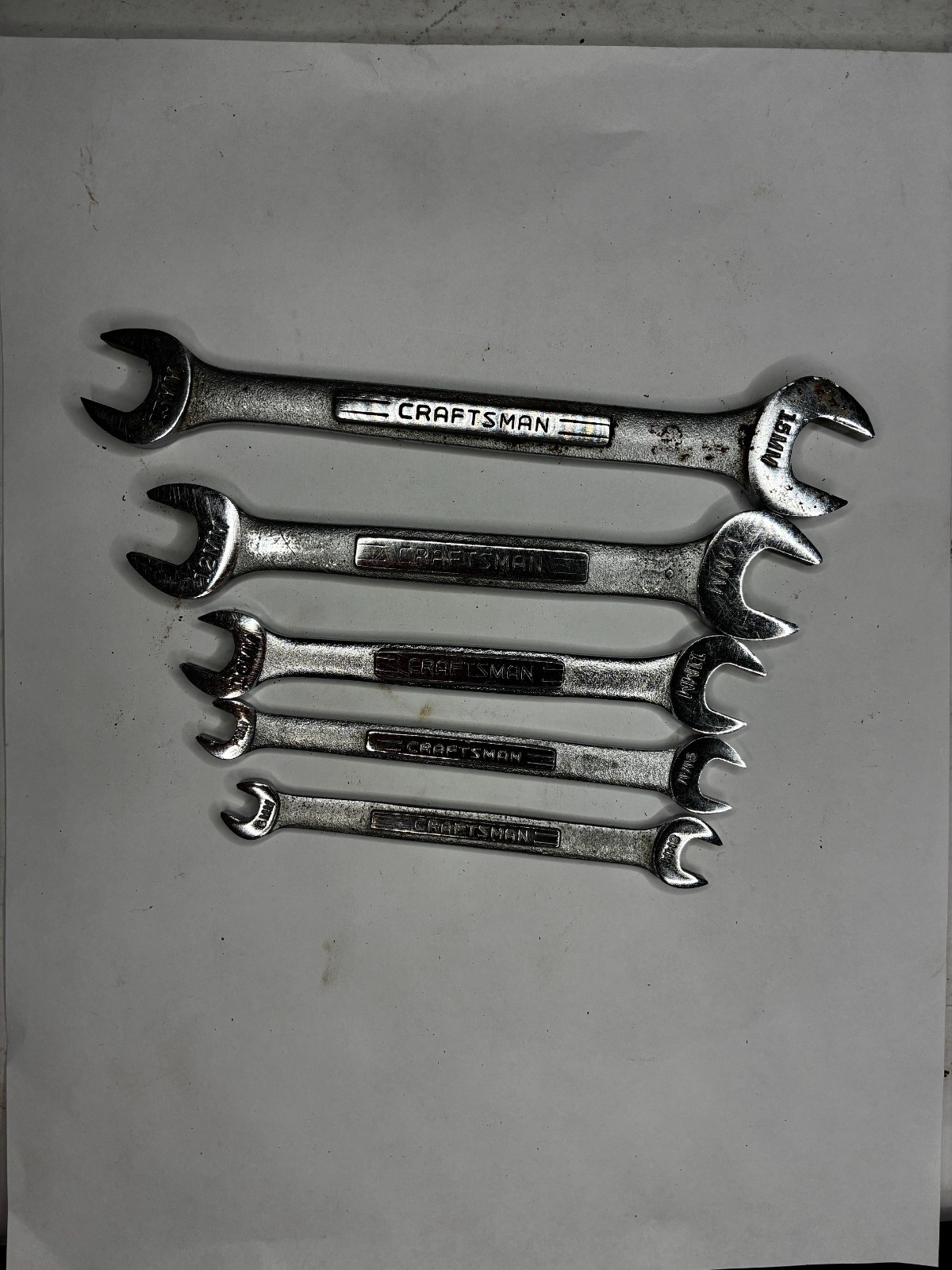 Craftsman 5 Piece Metric Open End Wrench Set 7mm-15mm Forged USA