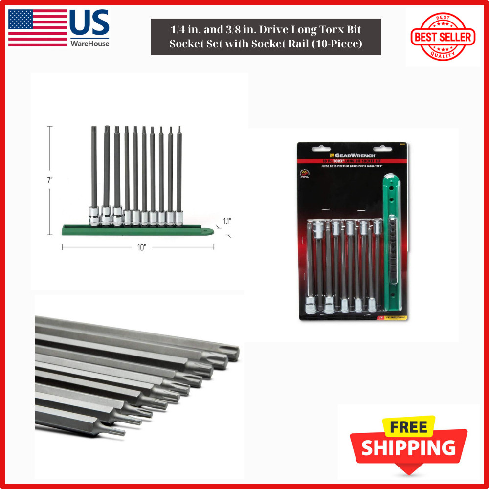 GEARWRENCH 10 Pc. 1/4″ &amp 3/8″ Drive Long Torx Bit Socket Set – 80588
