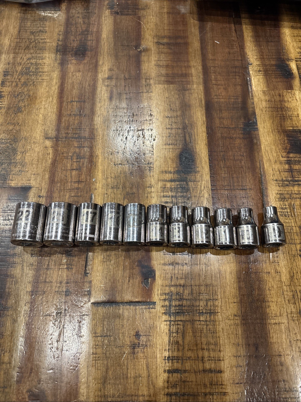 Craftsman 1/2” Laser Shallow Socket Set 9mm – 22mm 1/2” Drive 12pt 11pc USA EUC