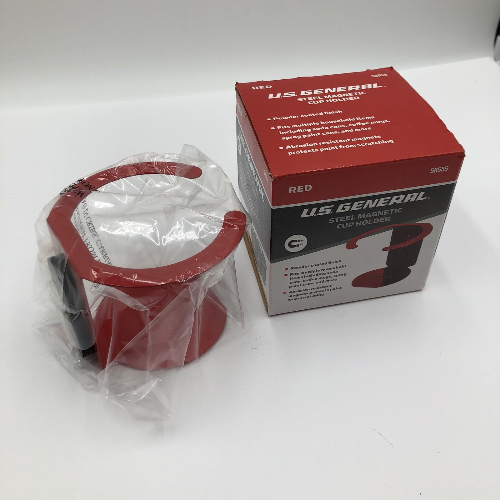 US General Steel Magnetic Cup Holder Magnetic Cup Holder Red 58555 Toolbox Acces