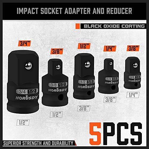 Impact Adapter And Reducer Set Socket Driver Wrench 1/2 to 3/8 3/4 Cr-V