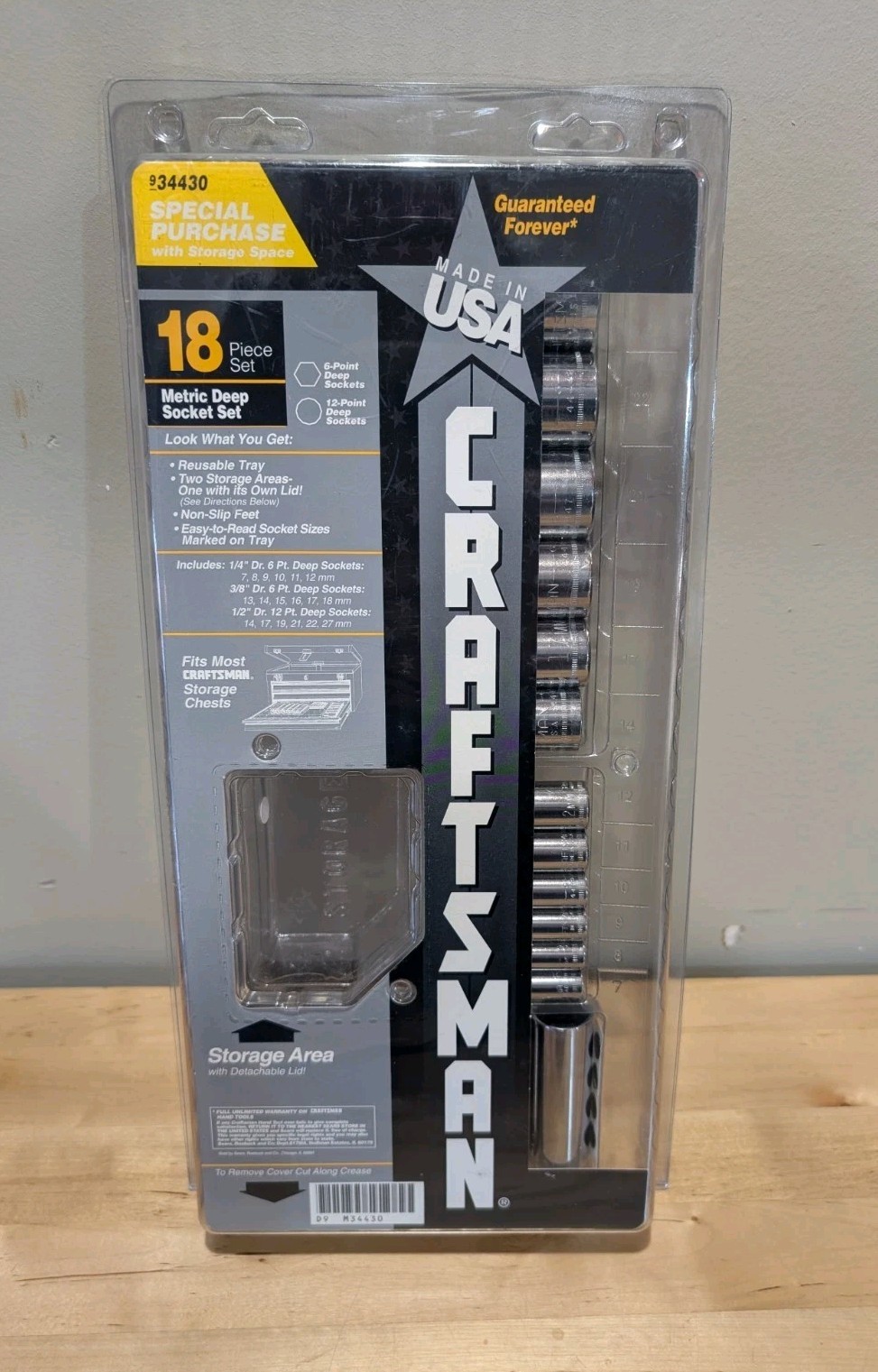 Craftsman 18pc Metric Deep Socket Set 6pt/12pt 1/4 3/8 1/2” Drive #34430 USA Exc