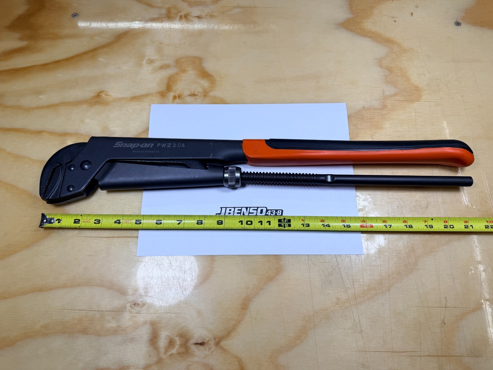 Snap-on Tools NEW ORANGE 21-1/2″ Soft Grip Adjustable Plier Wrench PWZ3OA