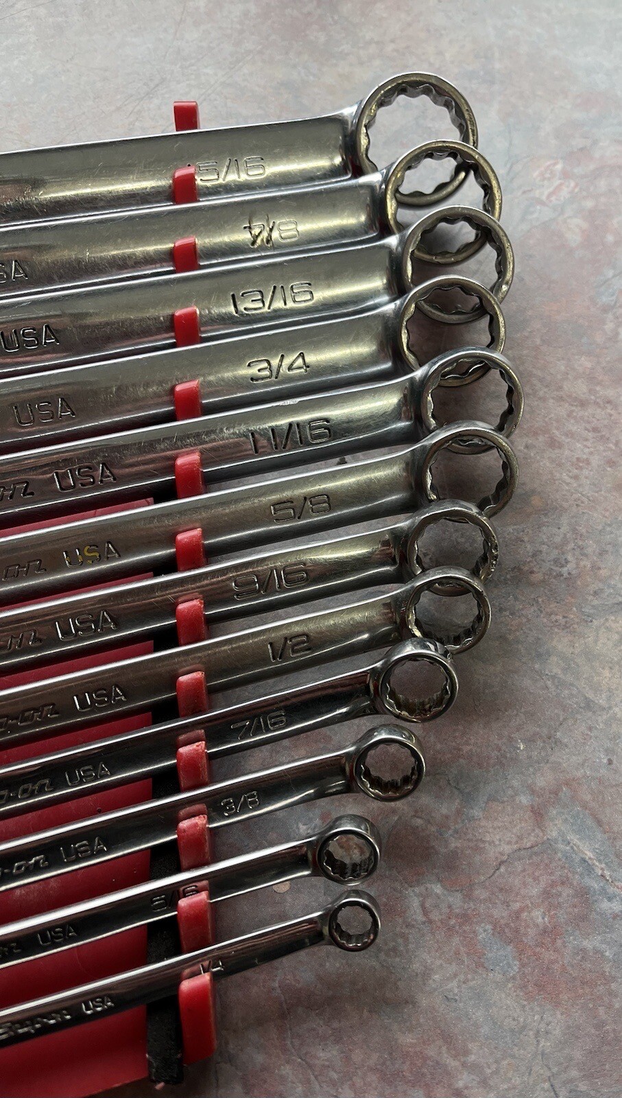 SOEX01 Snap On 13 Pc 12-Point SAE Flank Drive Combination Wrench Set 1/4”-15/16”