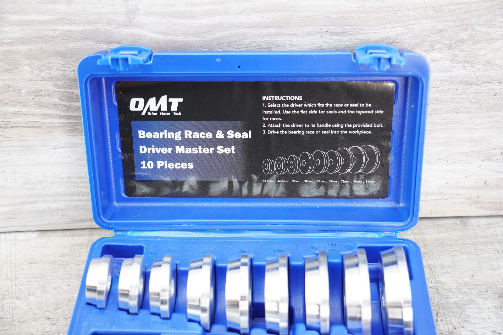 10pc Bearing Race and Seal Driver Set with Adapters for Bearing Installation