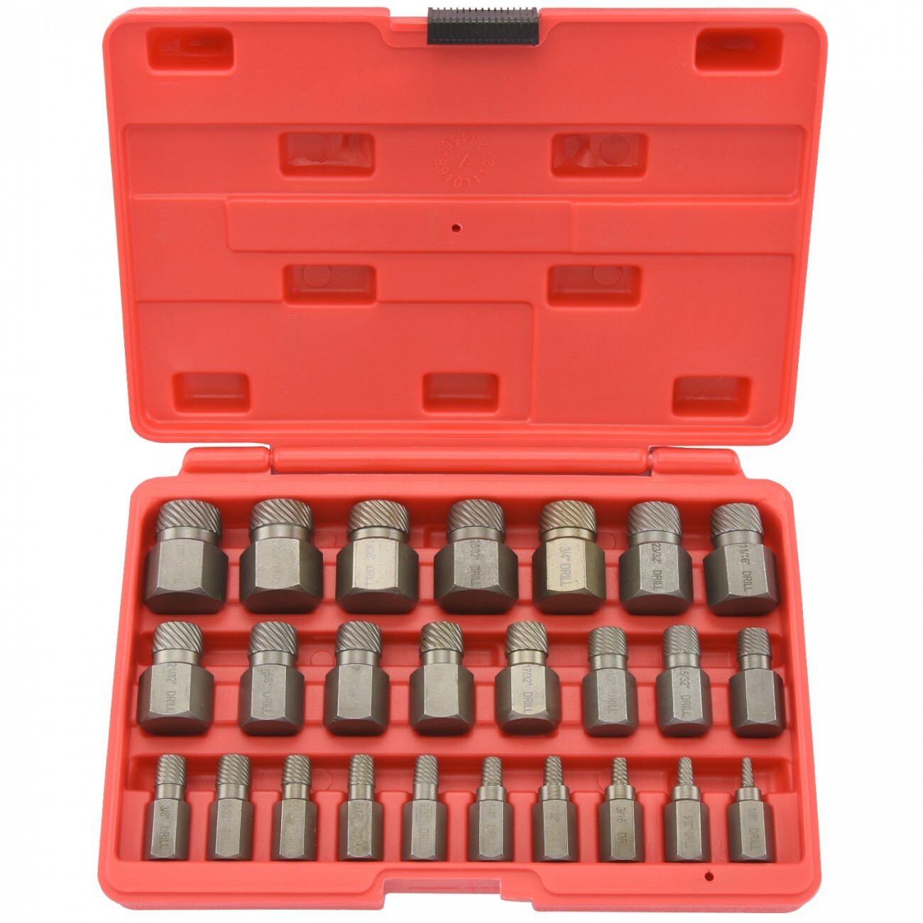 25PC Multi-Spline Screw Extractor Hex Head EZ out Cr-Mo Bolt Remove Broken Studs