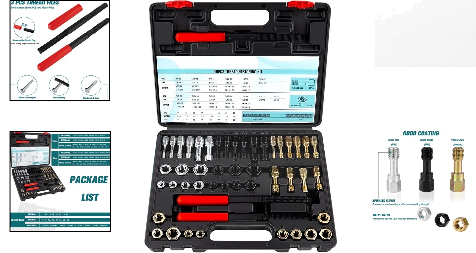 Durable Thread Chaser Kit – 49-Piece Set with Easy Identification for Mechanics