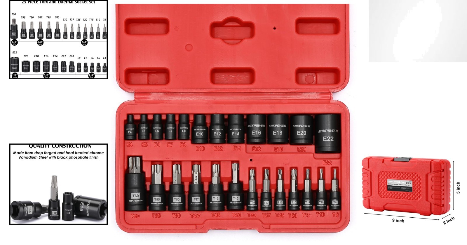 Complete 25-Piece Torx Bit & Socket Set – High-Grade S2 Steel, Professional Use