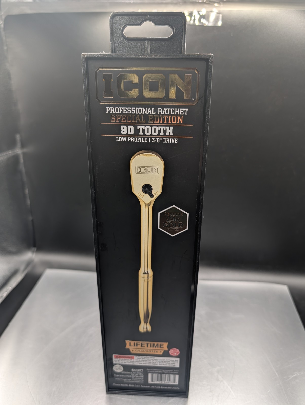 ICON 3/8” 24K Gold Plated Professional Ratchet Socket Wrench (56907).. brand new